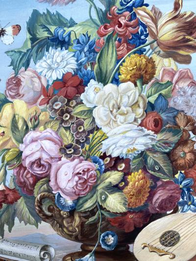 J Friedrich Jungling Floral Bouquet with Mandolin