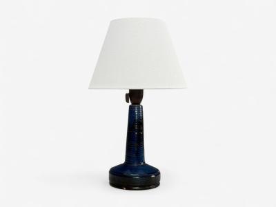 J Holstein Keramik Blue Stoneware Table Lamp Denmark 1960s