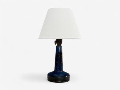 J Holstein Keramik Blue Stoneware Table Lamp Denmark 1960s