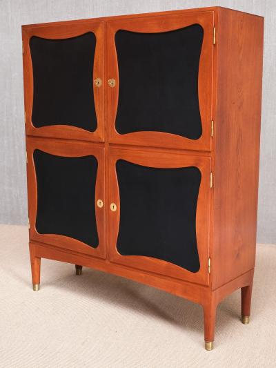 J Ingvard Jensen Jens Ingvard Jensen Tr fle Cabinet in Teak Leather and Brass Denmark 1940s