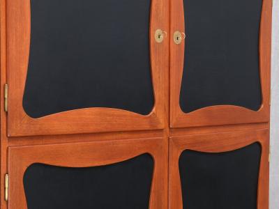 J Ingvard Jensen Jens Ingvard Jensen Tr fle Cabinet in Teak Leather and Brass Denmark 1940s