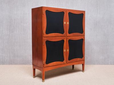 J Ingvard Jensen Jens Ingvard Jensen Tr fle Cabinet in Teak Leather and Brass Denmark 1940s