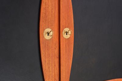 J Ingvard Jensen Jens Ingvard Jensen Tr fle Cabinet in Teak Leather and Brass Denmark 1940s