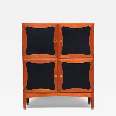 J Ingvard Jensen Jens Ingvard Jensen Tr fle Cabinet in Teak Leather and Brass Denmark 1940s