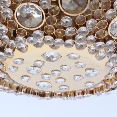 J L Lobmeyr A Gold Plated Brass Crystal Flush Mount Fixture by Lobmeyr Austria C 1960 