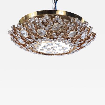 J L Lobmeyr A Gold Plated Brass Crystal Flush Mount Fixture by Lobmeyr Austria C 1960 