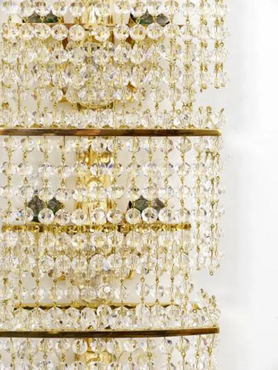 J L Lobmeyr J L Lobmeyr Huge Square Gold Plated Crystal and Brass Sconce Austria 1970s