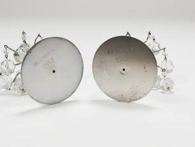 J L Lobmeyr J L Lobmeyr Lights of Vienna Pair Candleholders Faceted Swarovski Crystals
