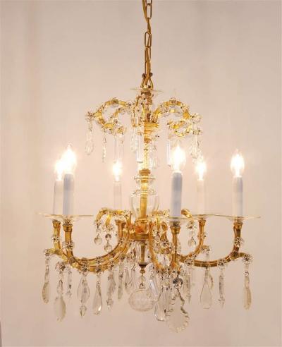 J L Lobmeyr Lobmeyr Baroque Maria Theresia Parlor Chandelier Crystal Glass Vienna 1940s