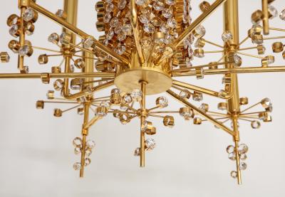 J L Lobmeyr Lobmeyr Circular Brass and Crystal Nine Light Chandelier by Hans Harald Rath