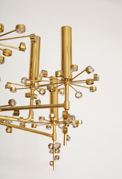 J L Lobmeyr Lobmeyr Circular Brass and Crystal Nine Light Chandelier by Hans Harald Rath