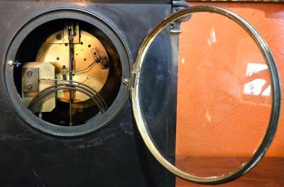 J Marti et Cie 19C French Mantle Clock with Candelabra Garnitures by J Marti Paris 