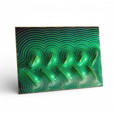 J McCarthy Mid Century 1977 Strawberry Fields Large Green Fiberglass Wall Art