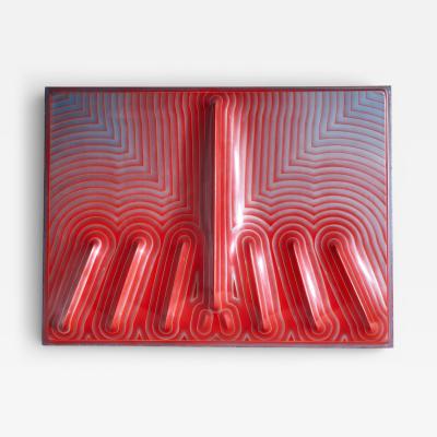 J McCarthy Mid Century 1977 Strawberry Fields Large Red Fiberglass Wall Art