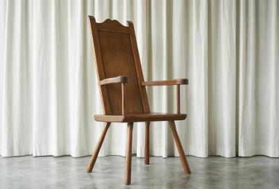 J R Hoogezand Traditional Vernacular Armchair in Oak The Netherlands 1930s
