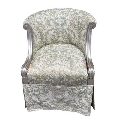 J Robert Scott Art Deco J Robert Scott Silver Giltwood Slipper Chair W Green Damask