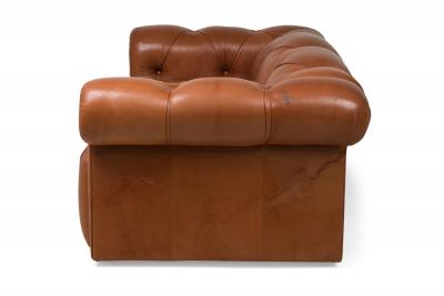 J Robert Scott J Robert Scott Pair of American Tufted Brown Leather Chesterfield Sofa