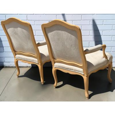 J Robert Scott Pair of J Robert Scott Villa Fauteul Suede Leather Arm Chairs