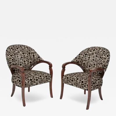 J Robert Scott Pair of Sally Sirkin Lewis for J Robert Scott Art Deco Macassar Fauteuil