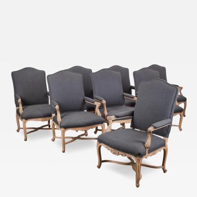 J Robert Scott Set of 8 J Robert Scott Regency Style Gray Flannel Fauteuil Dining Chairs