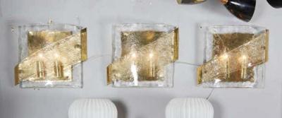 J T Kalmar 1970s Kalmar Glass Sconce with Brass Frame