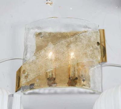 J T Kalmar 1970s Kalmar Glass Sconce with Brass Frame