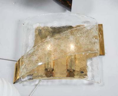 J T Kalmar 1970s Kalmar Glass Sconce with Brass Frame