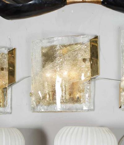 J T Kalmar 1970s Kalmar Glass Sconce with Brass Frame