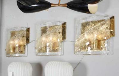 J T Kalmar 1970s Kalmar Glass Sconce with Brass Frame