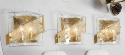 J T Kalmar 1970s Kalmar Glass Sconce with Brass Frame