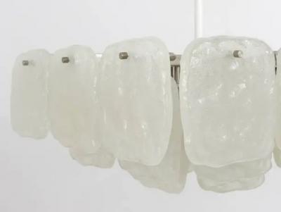 J T Kalmar Huge J T Kalmar Square Chandelier with Frosted Ice Glass Panels Austria 1960s