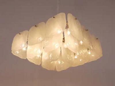 J T Kalmar Huge J T Kalmar Square Chandelier with Frosted Ice Glass Panels Austria 1960s