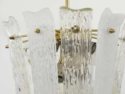 J T Kalmar J T Kalmar Brass Textured Glass Mid Century Basket Chandelier Austria 1950s
