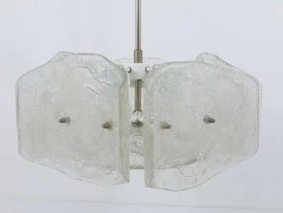 J T Kalmar J T Kalmar Mid Century Frosted Glass Chandelier Austria 1960s