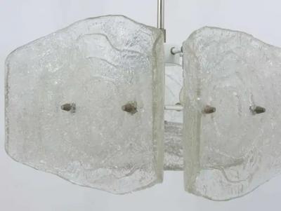 J T Kalmar J T Kalmar Mid Century Frosted Glass Chandelier Austria 1960s