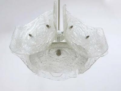 J T Kalmar J T Kalmar Mid Century Frosted Glass Chandelier Austria 1960s