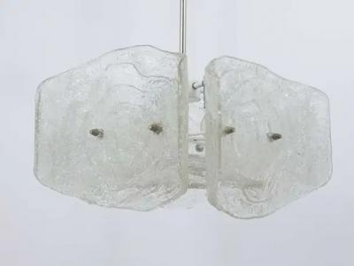 J T Kalmar J T Kalmar Mid Century Frosted Glass Chandelier Austria 1960s