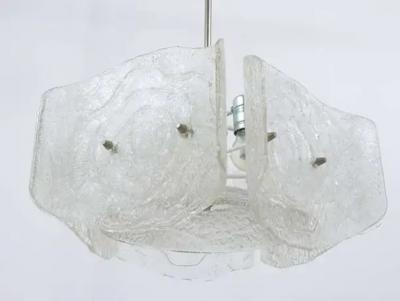 J T Kalmar J T Kalmar Mid Century Frosted Glass Chandelier Austria 1960s