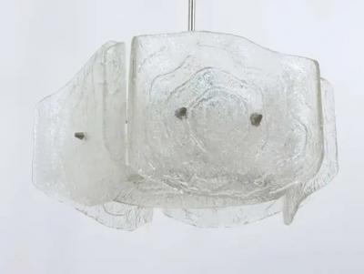 J T Kalmar J T Kalmar Mid Century Frosted Glass Chandelier Austria 1960s