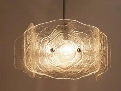 J T Kalmar J T Kalmar Mid Century Frosted Glass Chandelier Austria 1960s