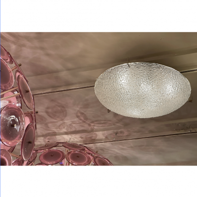 J T Kalmar JT Kalmar Crackle Patterned Flush Mount Ceiling Fixture 1960