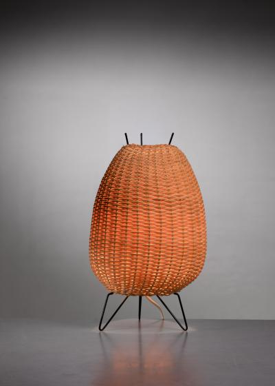 J T Kalmar Kalmar woven wicker table lamp