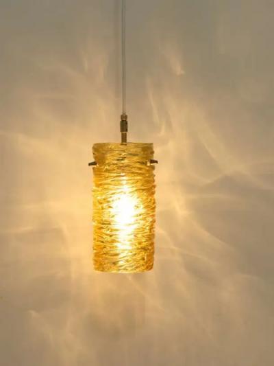 J T Kalmar Mid Century J T Kalmar Modernist Glass Tube Brass Pendant Lamp Austria 1950s