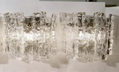 J T Kalmar Pair of Kalmar Ice Glass Wall Sconces Three Pairs Available 