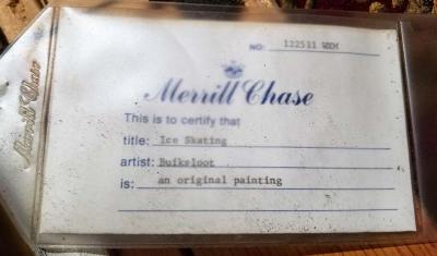 J Van Buiksloot Dutch Ice Skating Oil on Canvas by Van Buiksloot