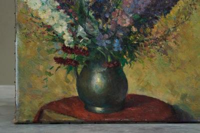 J Verhoeven Bouquet Oil on Canvas Early 20th Century