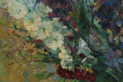 J Verhoeven Bouquet Oil on Canvas Early 20th Century
