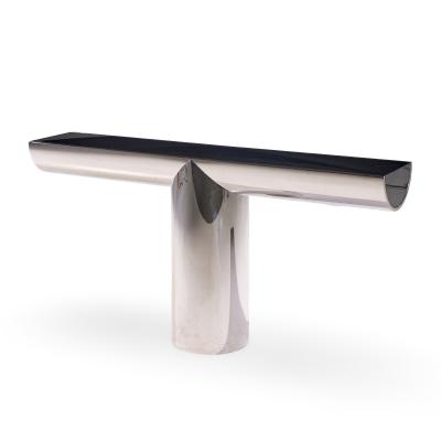 J Wade Beam J Wade Beam for Brueton Mid Century Stainless Steel Tee Console Table