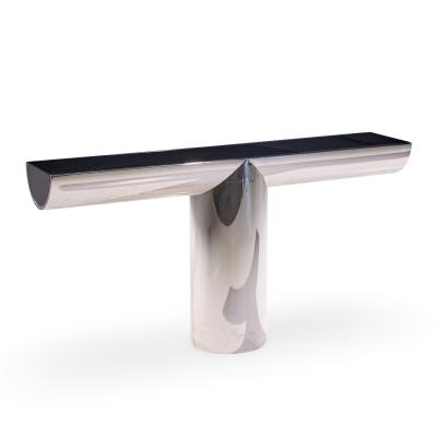 J Wade Beam J Wade Beam for Brueton Mid Century Stainless Steel Tee Console Table