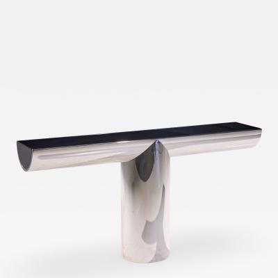 J Wade Beam J Wade Beam for Brueton Mid Century Stainless Steel Tee Console Table